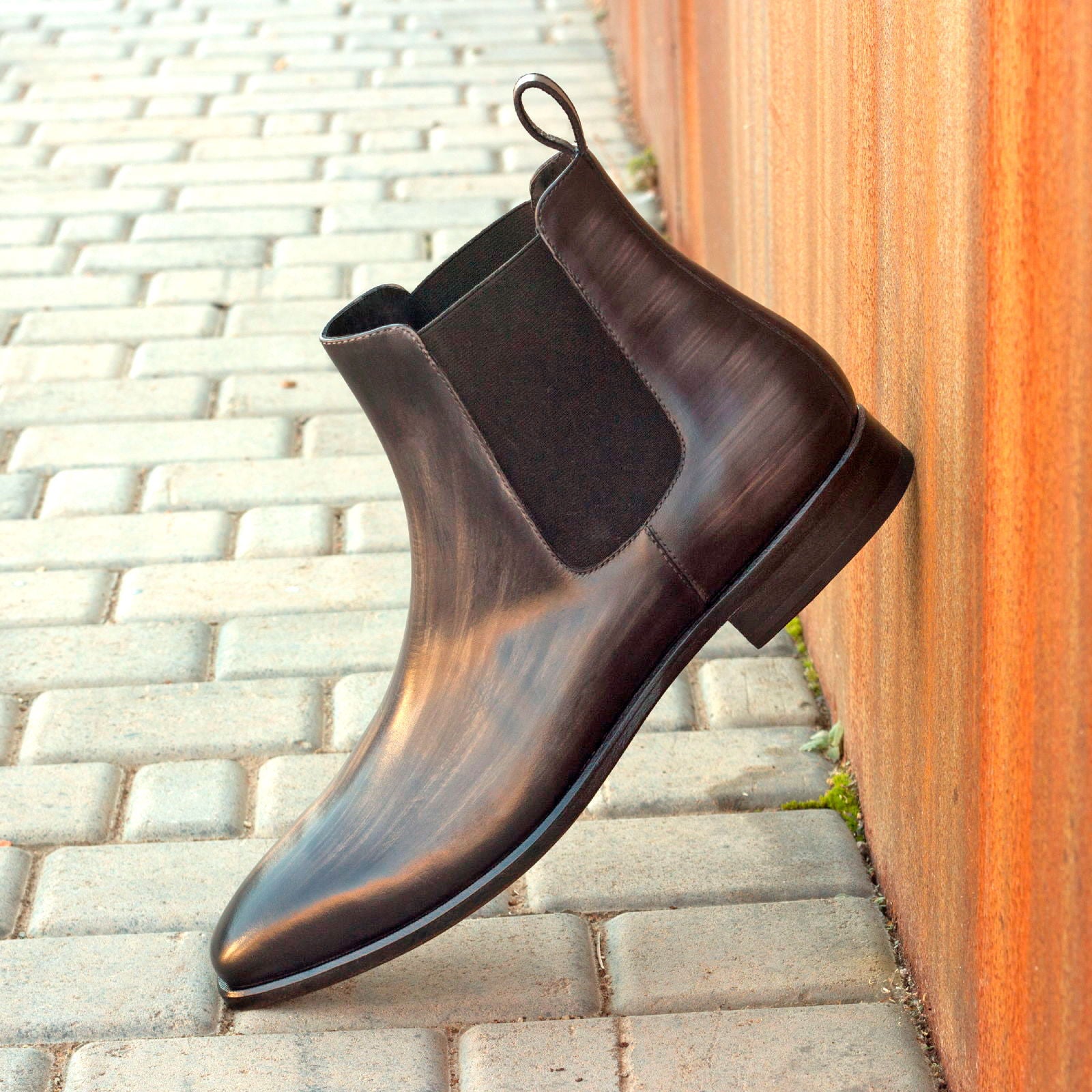Unique Hand-Painted Grey Patina Chelsea Boot