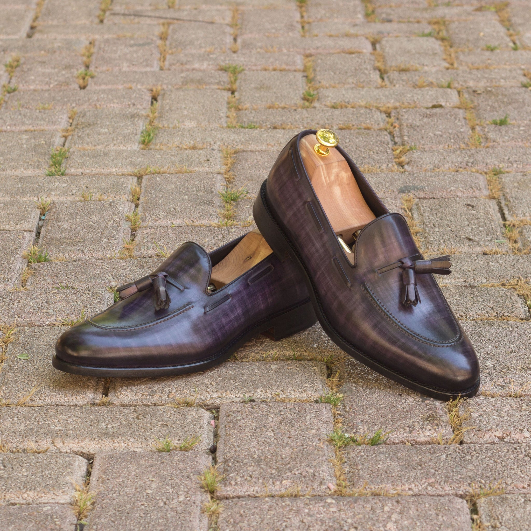 Unique Hand Painted Royal Purple Patina Loafer