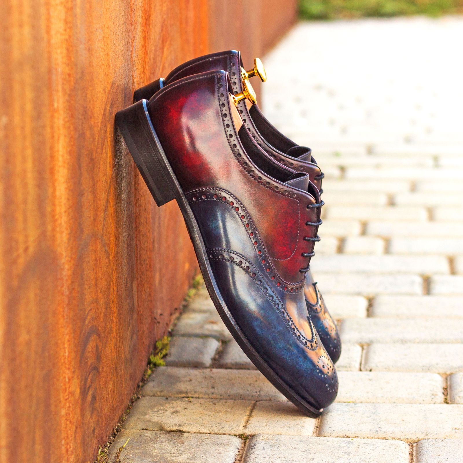 Unique Handcrafted burgundy patina Oxford