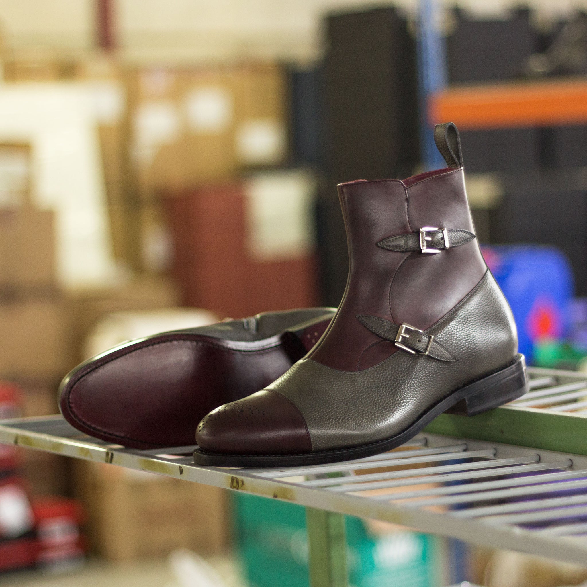 - OCTAVIAN -  Unique Handcrafted Burgundy Painted Calf