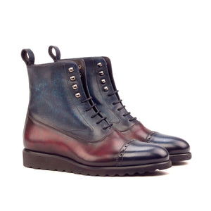 Unique Hand Painted Mixed Blue Patina Balmoral Boot