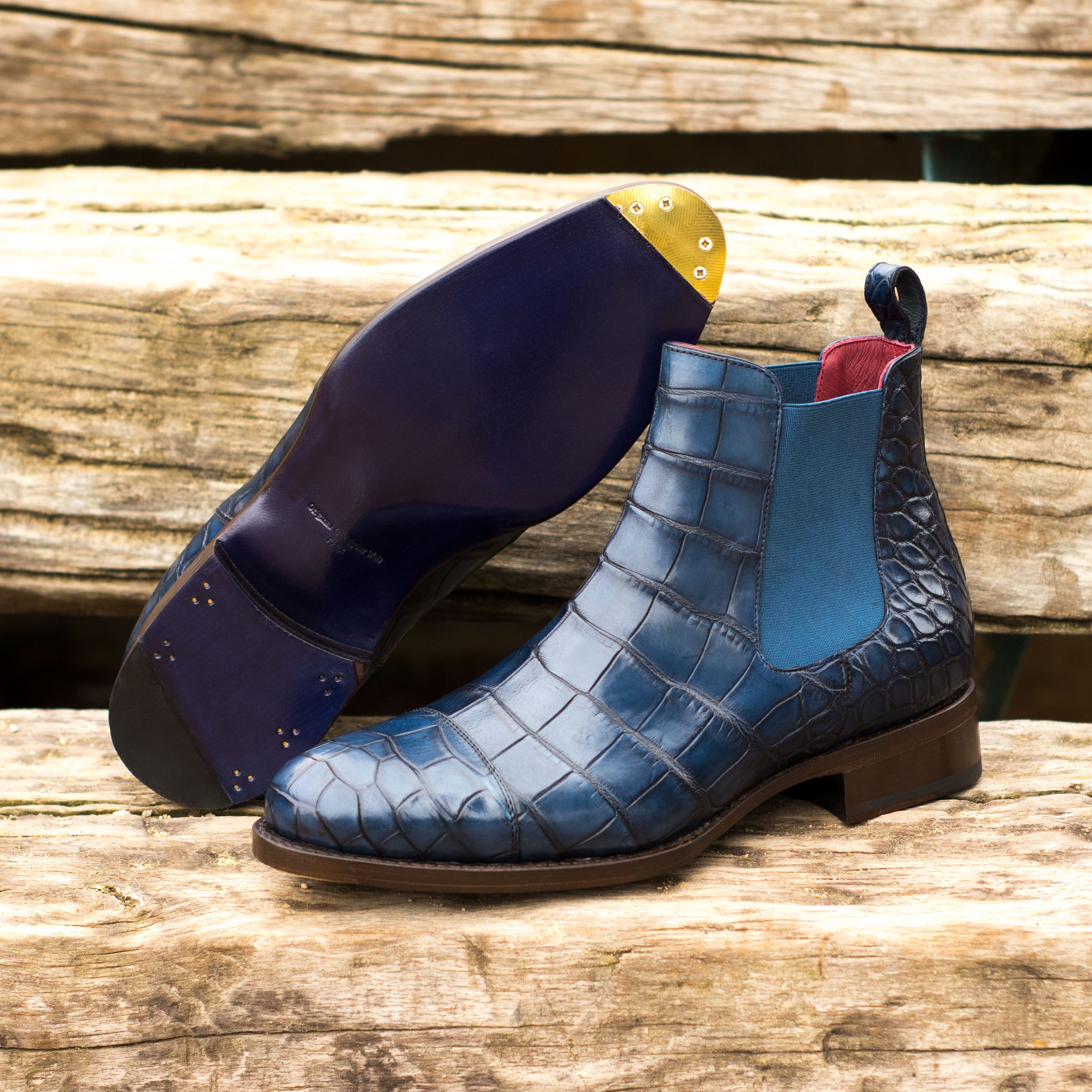 - Blue Gator - Unique HandPainted Alligator Chelsea Boot