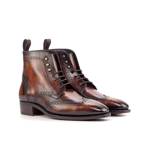 Unique Handcrafted fire patina Military style Brogue Dress Boot