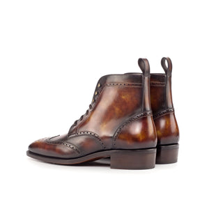 Unique Handcrafted fire patina Military style Brogue Dress Boot