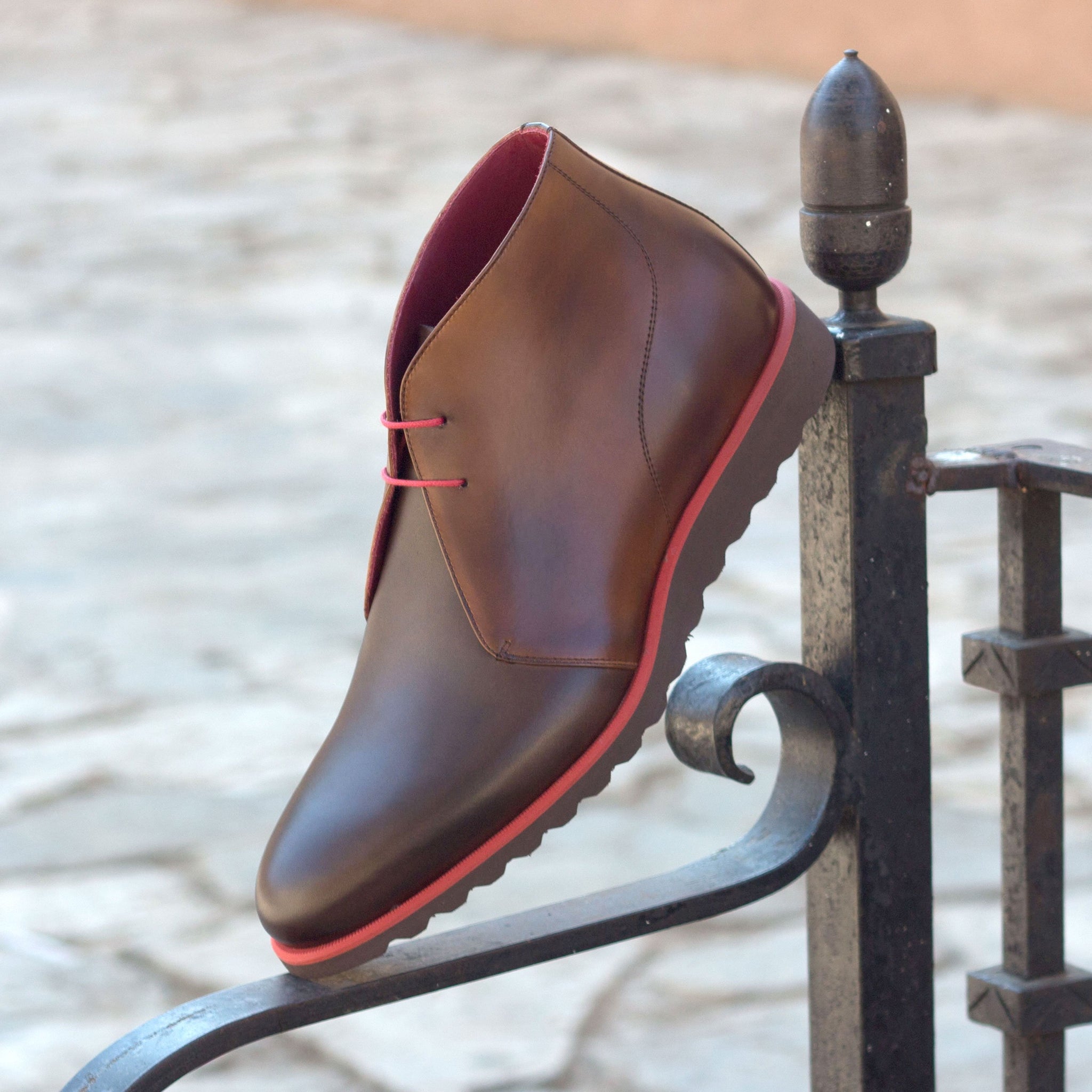 Unique Handcrafted Brown Burnish Sports Chukka