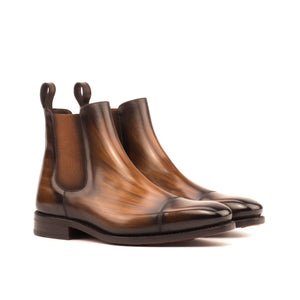 Unique Hand-Painted Brown Patina Chelsea Boot
