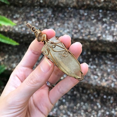 Handcrafted Healing Gemstones - Natural Citrine Point Crystal Pendant