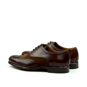 Unique Handcrafted Chestnut Brown Wingtip Oxford w/ Full Brogue