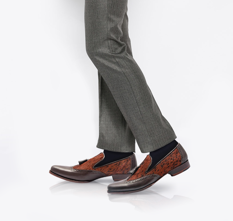 TERTIUS - Unique Handcrafted Brown Penny Loafer with a Twist
