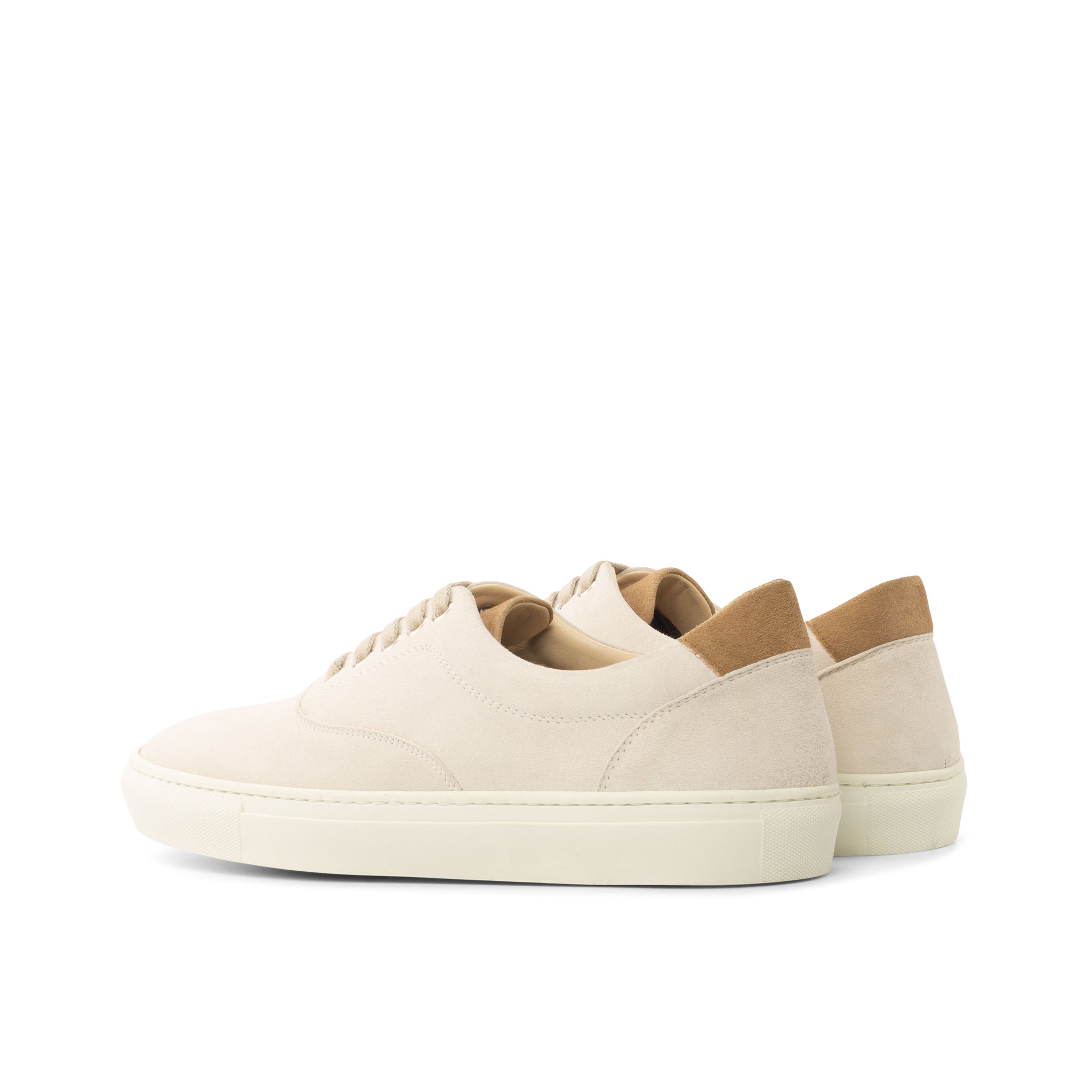 Unique Handcrafted Top Sider Sneaker - Kid Suede White-Kid Suede Camel