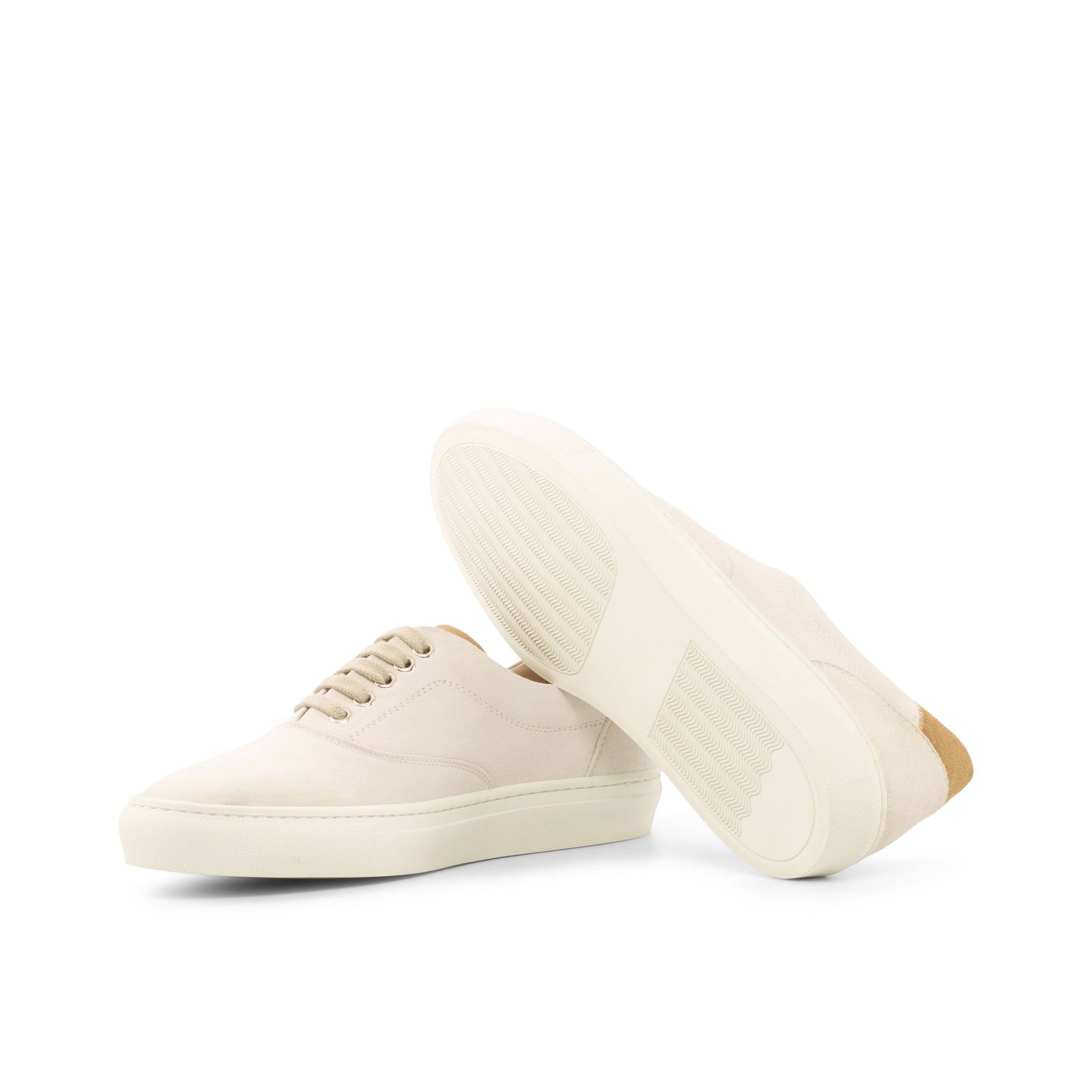 Unique Handcrafted Top Sider Sneaker - Kid Suede White-Kid Suede Camel