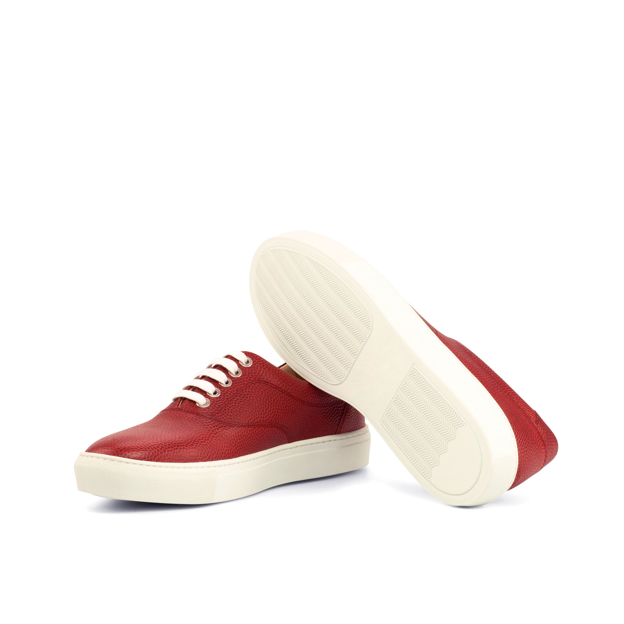 Unique Handcrafted Top Sider Sneaker - Pebble Grain Red