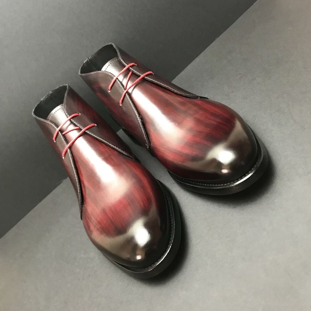 Unique Handcrafted Red Piro Patina Chukka