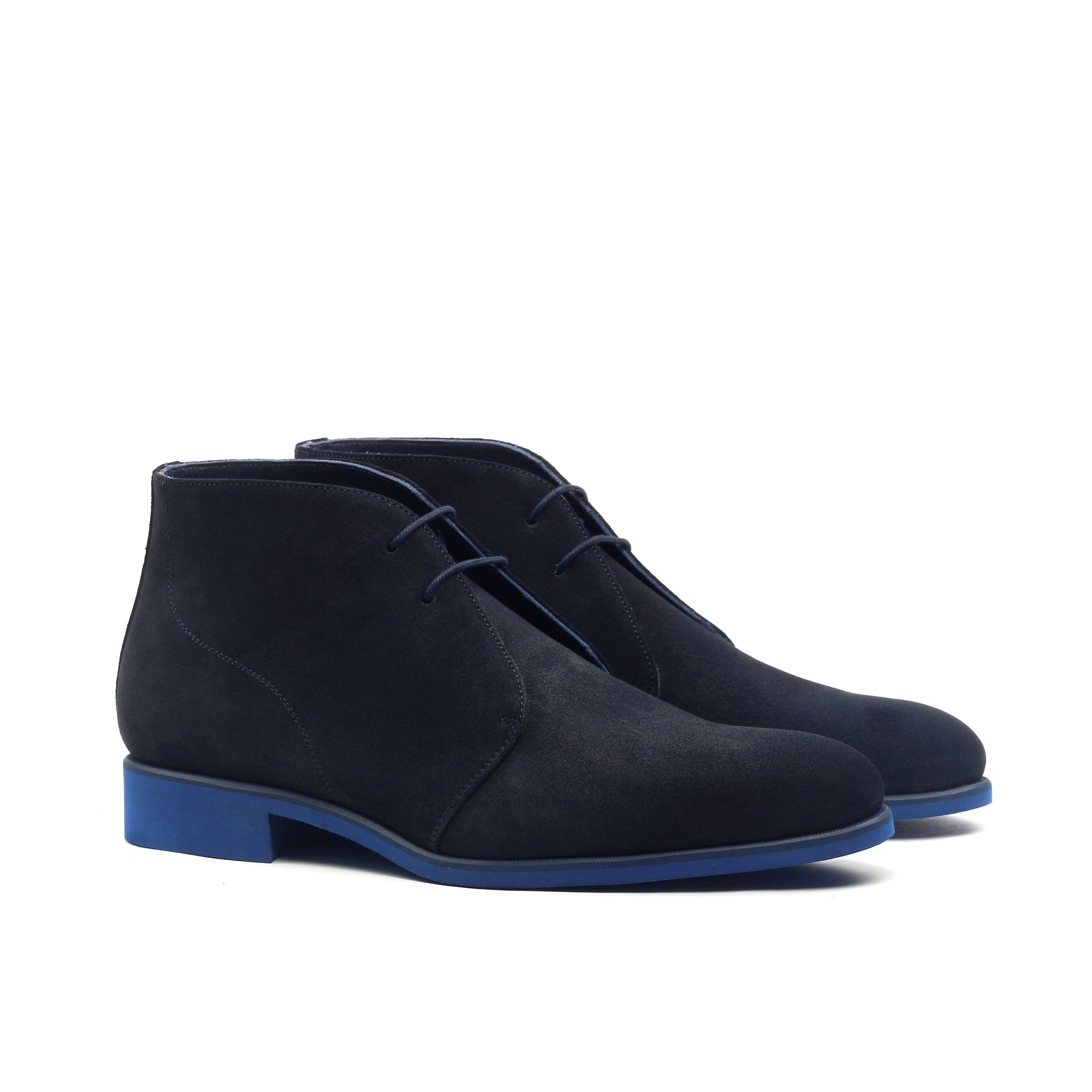 Unique Handcrafted Navy Blue Lux Suede Chukka Boot