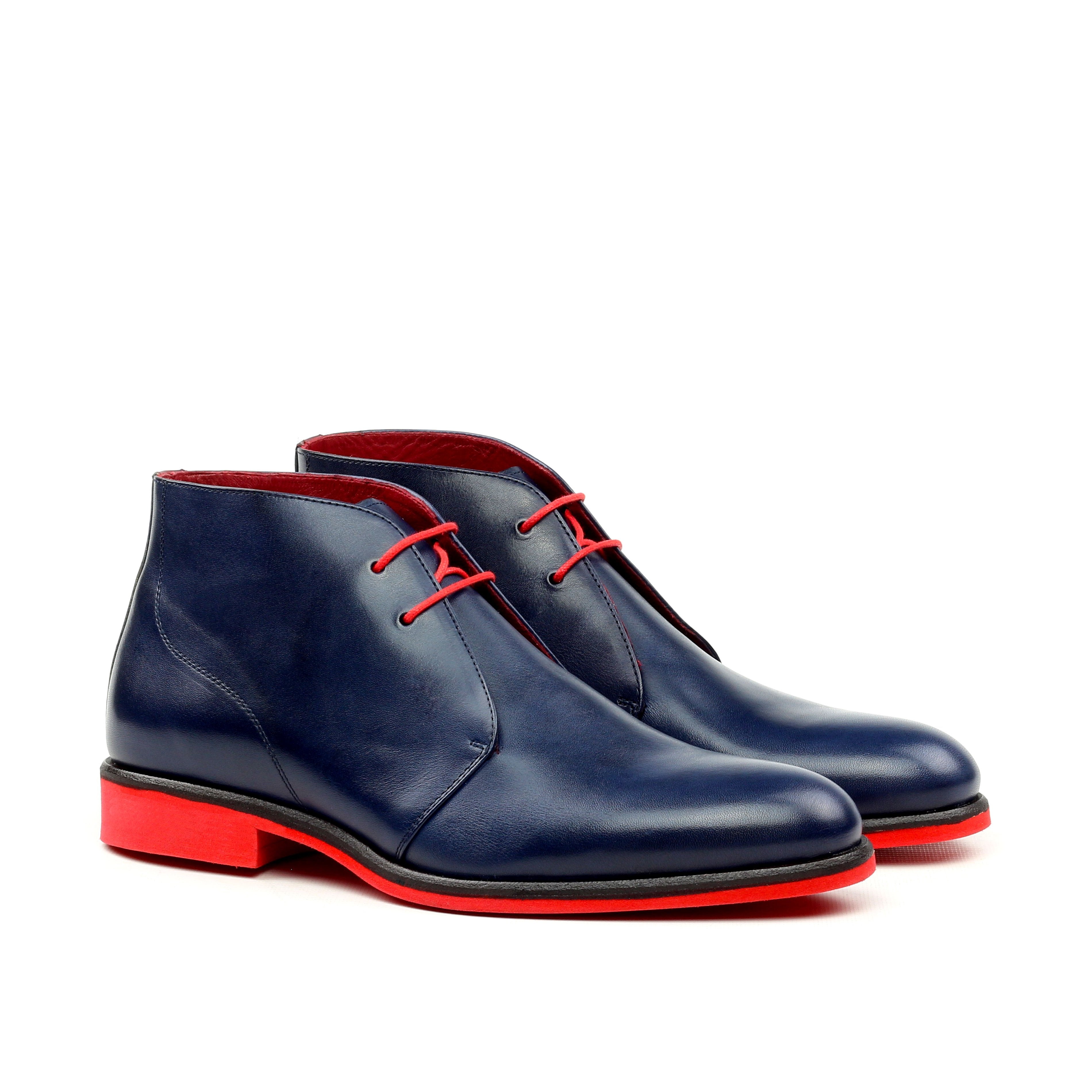 Unique Handcrafted Blue - Red Bottom Chukka Boot – Le Ruux