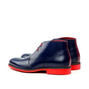 Unique Handcrafted Blue - Red Bottom Chukka Boot