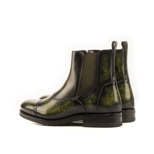 Green Thunder - Unique Hand-Painted Patina Chelsea Boot