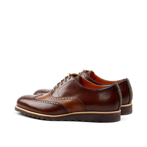 Unique Handcrafted Chestnut Brown Wingtip Oxford w/ Full Brogue