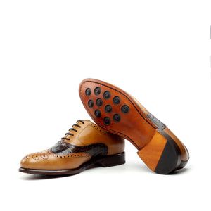 CRASSUS - Unique Handcrafted Golden Brown Oxford Dress W/ Exotic Croc Highlights