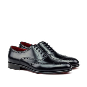 Unique Handcrafted Black Wingtip Oxford w/ Full Brogue