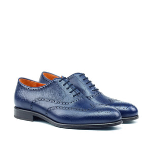 Unique Handcrafted Blue Wingtip Oxford w/ Full Brogue