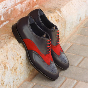 Unique Handcrafted Red Patent Full Brogue Wingtip