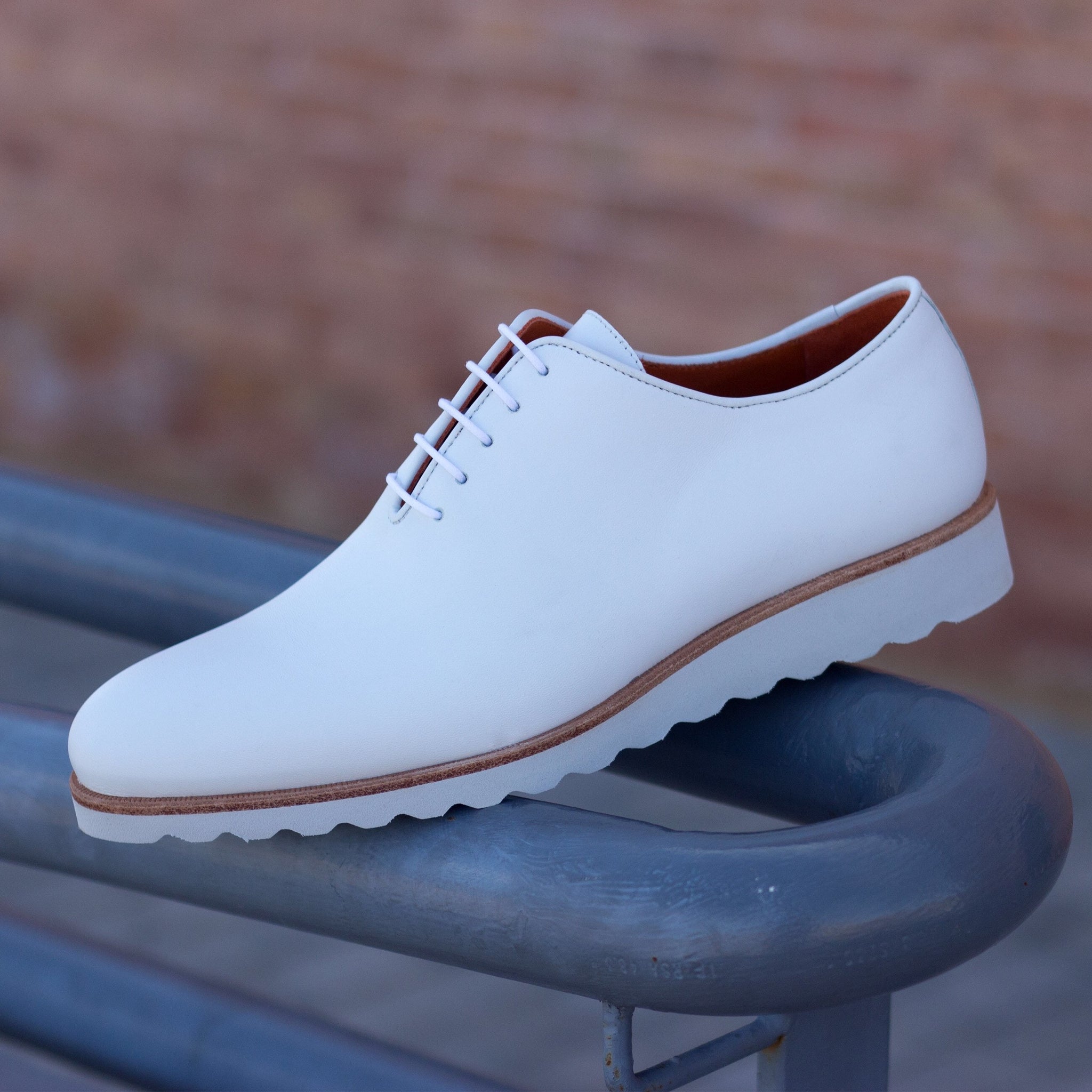 Unique Handcrafted All White Whole-cut w/ White Wedge sole