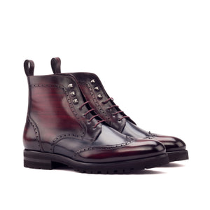 - Red Commando - Unique Hand-Painted Patina Military Style Brogue