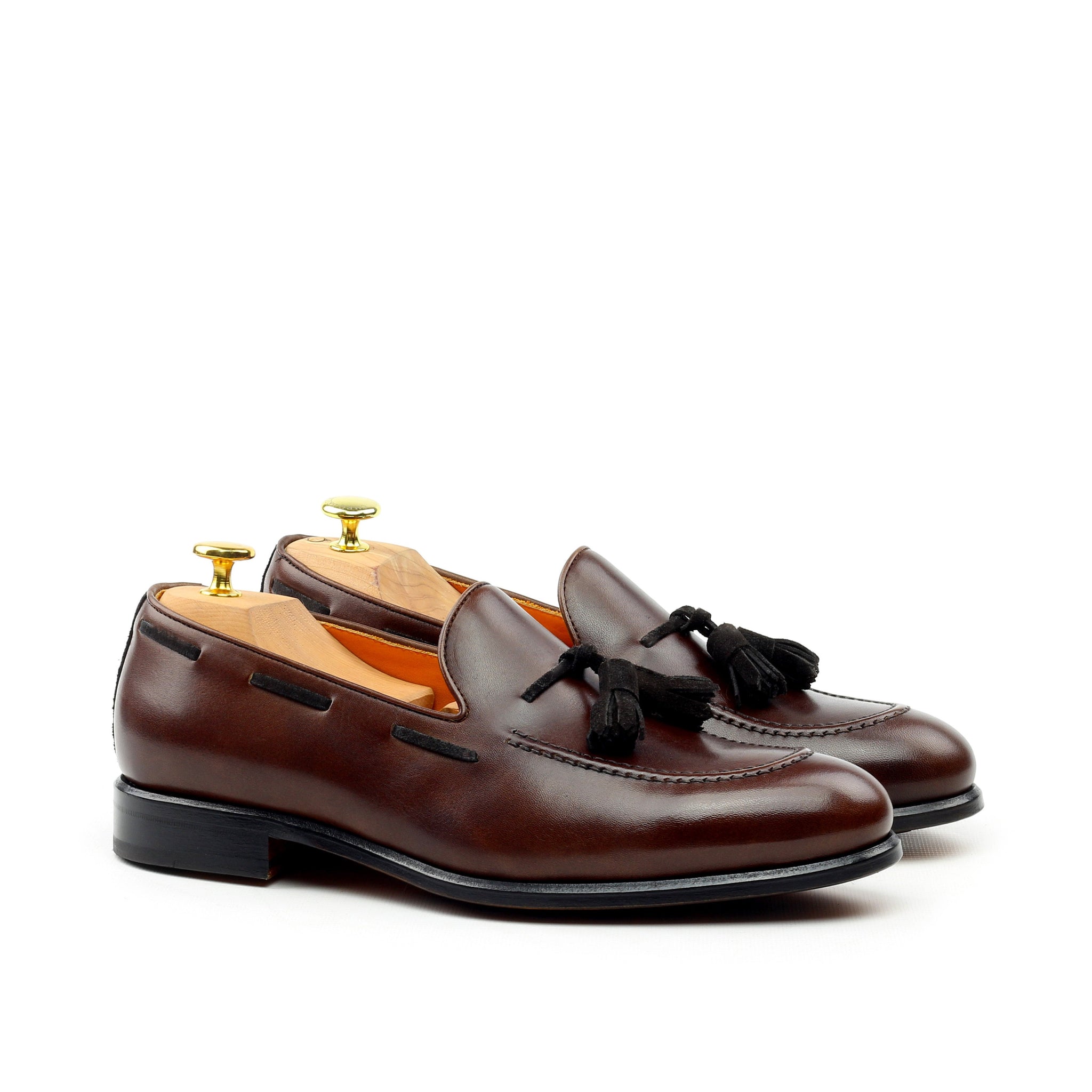 Unique Handcrafted Dark Brown Slip-on Loafer w/ Suede Tassles