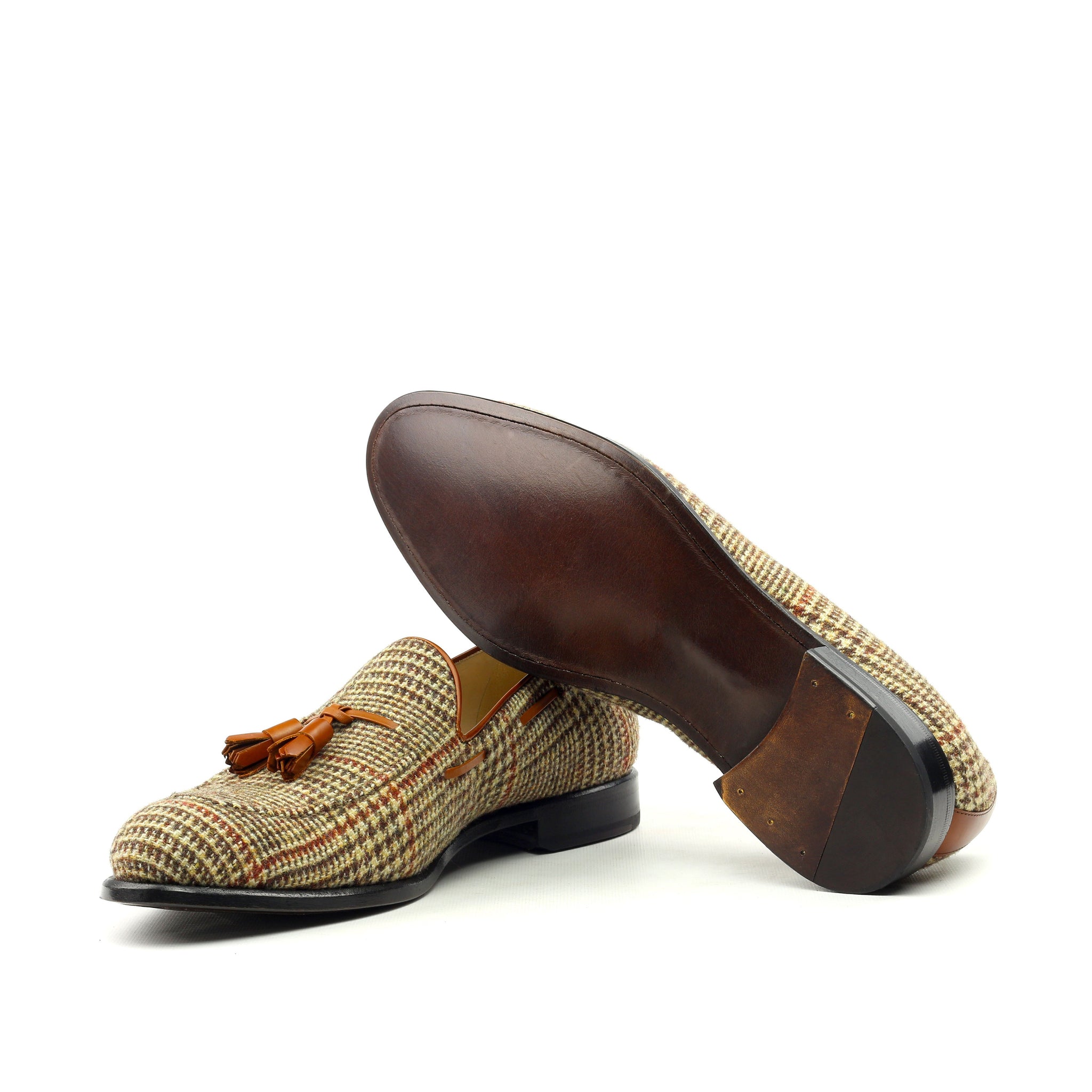 Unique Handcrafted Tweed Sartorial Slip on Loafer w/ Tassles