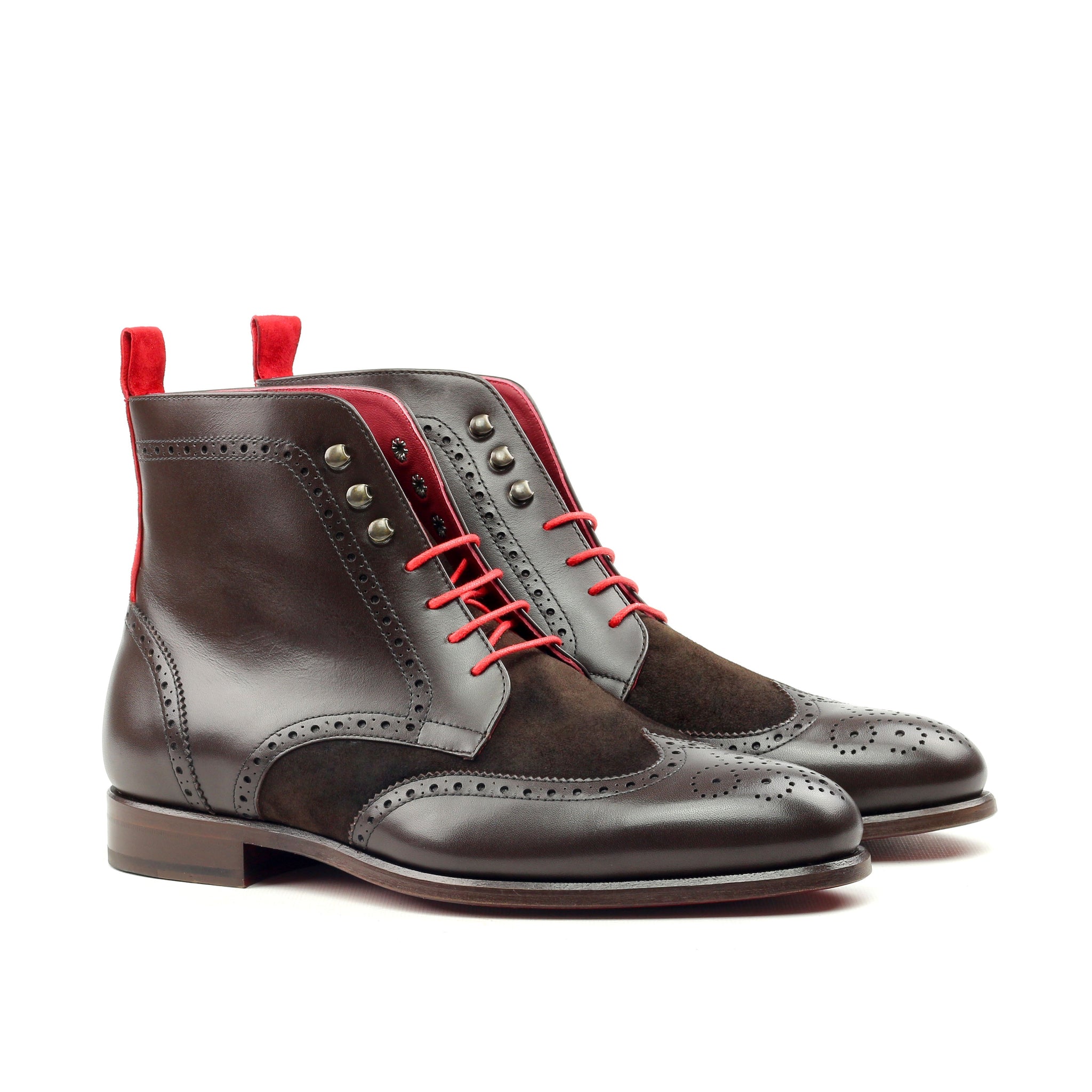 Unique Handcrafted Black Brogue Military Style Boot