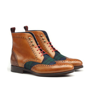 MANSA M. - Unique Handcrafted Golden Brown Military Style Brogue Boot