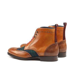 MANSA M. - Unique Handcrafted Golden Brown Military Style Brogue Boot