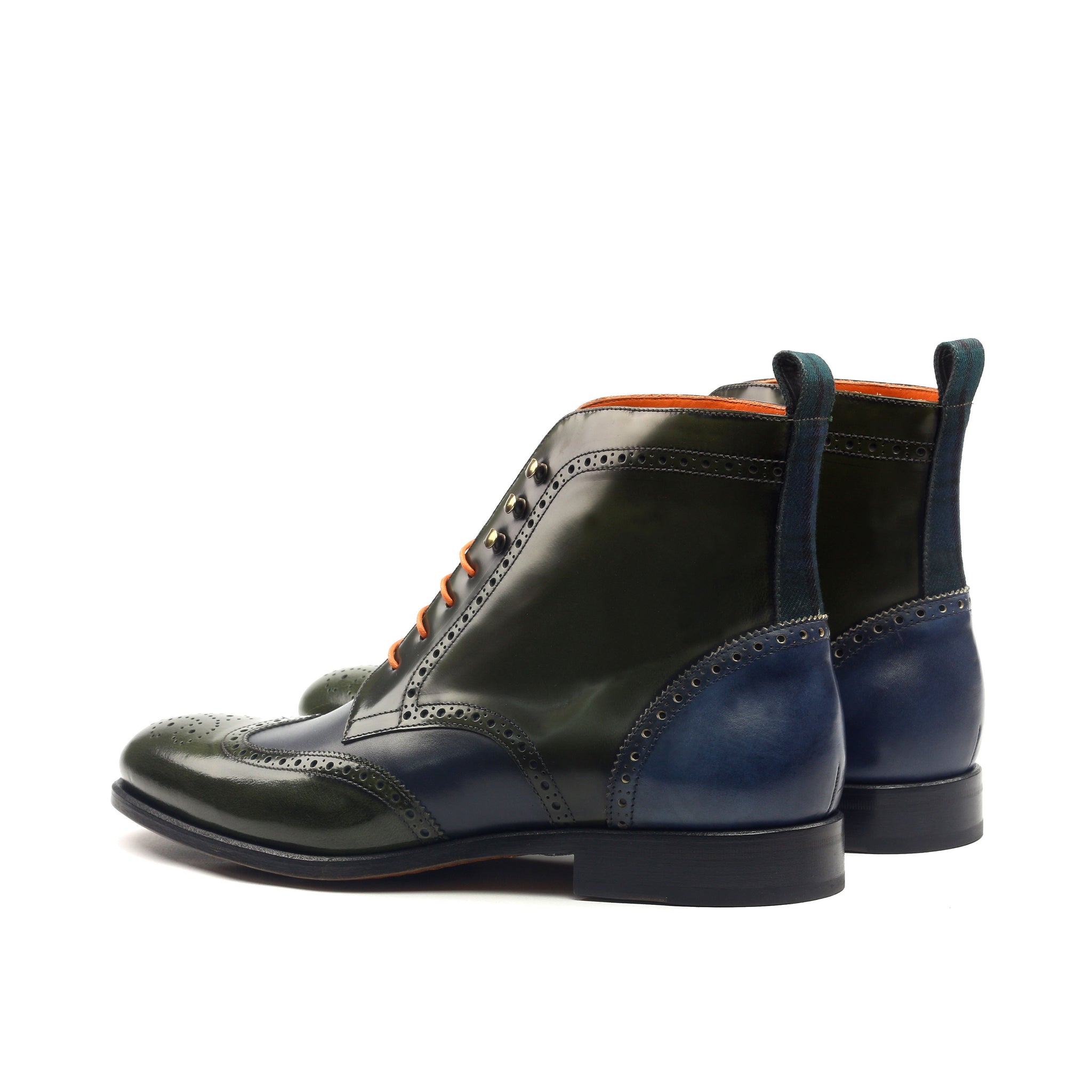 Unique Handcrafted Green/Blue Military Style boot