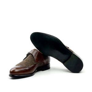 Unique Handcrafted Brown painted Calf Single Strap Monkstrap
