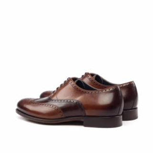 Unique Handcrafted Full Brogue Brown Painted Calf