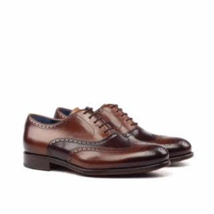 Unique Handcrafted Full Brogue Brown Painted Calf